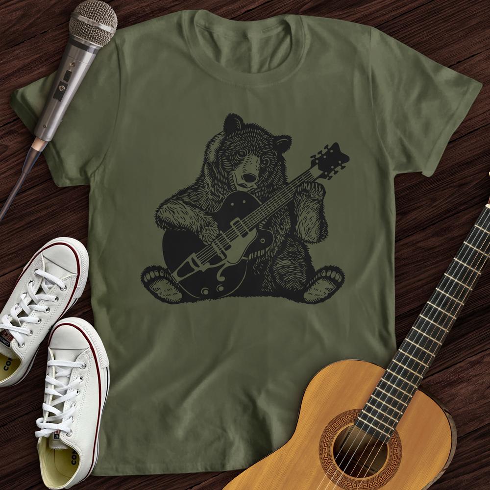 Printify T-Shirt Military Green / S Guitar Bear T-Shirt