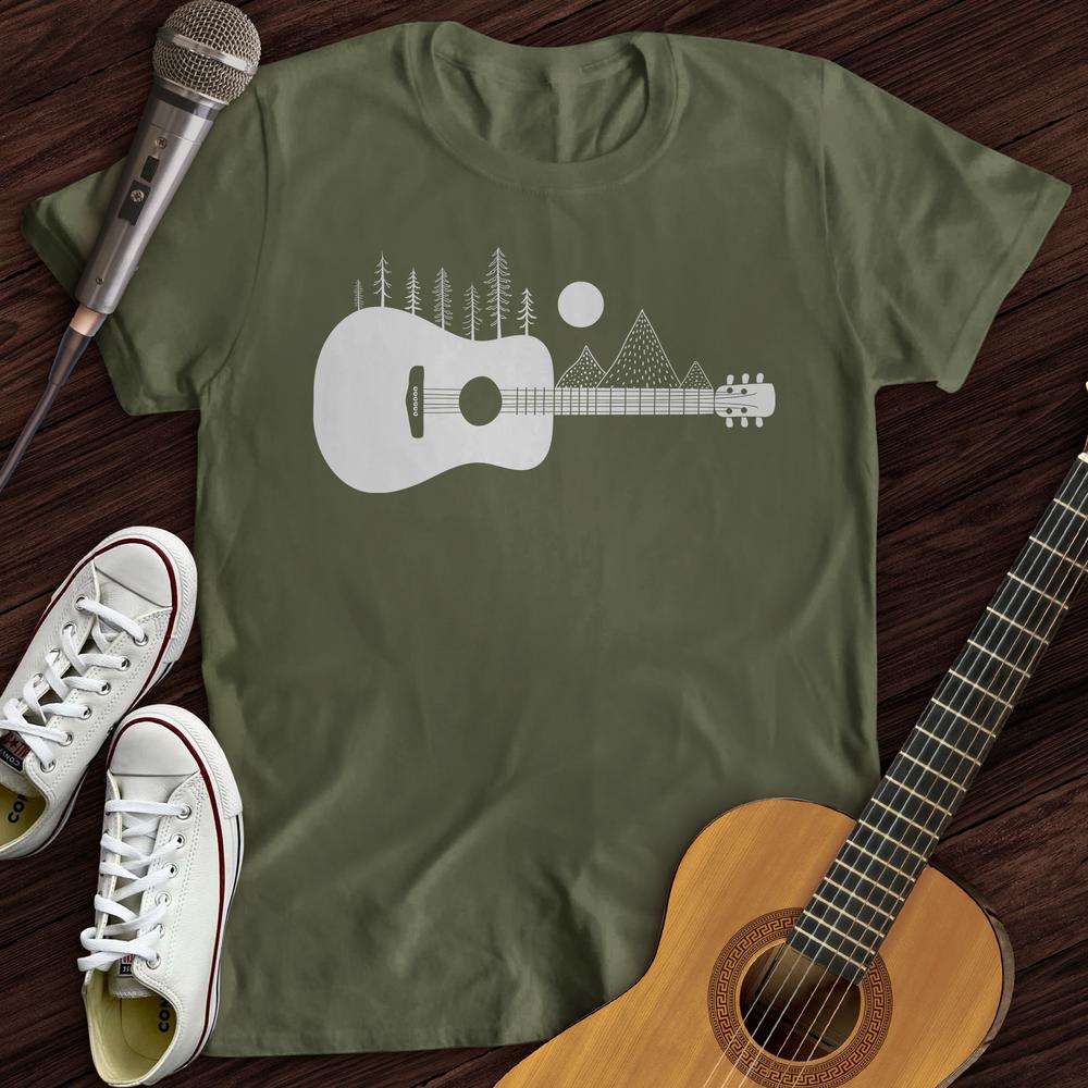 Printify T-Shirt Military Green / S Guitar Mountain T-Shirt
