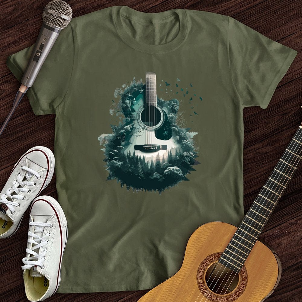 Printify T-Shirt Military Green / S Guitar Nature T-Shirt