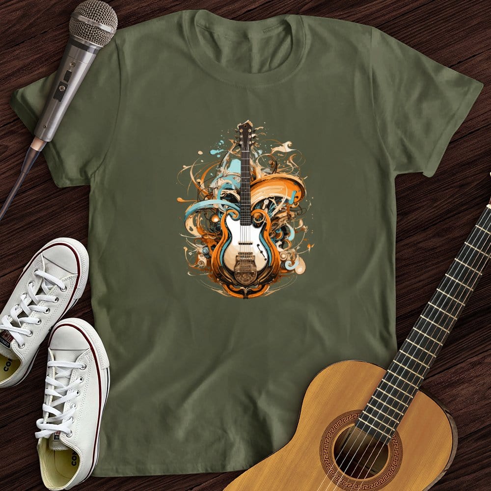 Printify T-Shirt Military Green / S Guitar Steampunk T-Shirt