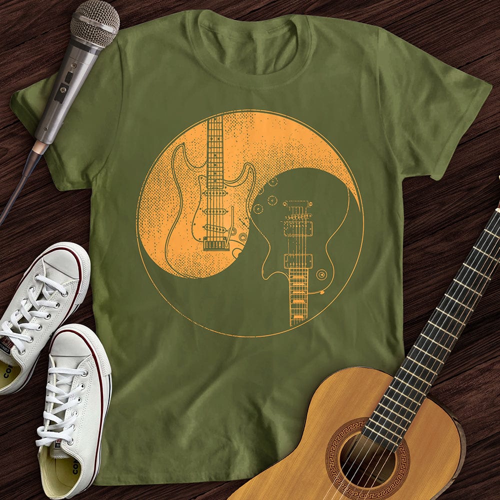Printify T-Shirt Military Green / S Guitars Yin Yang T-Shirt