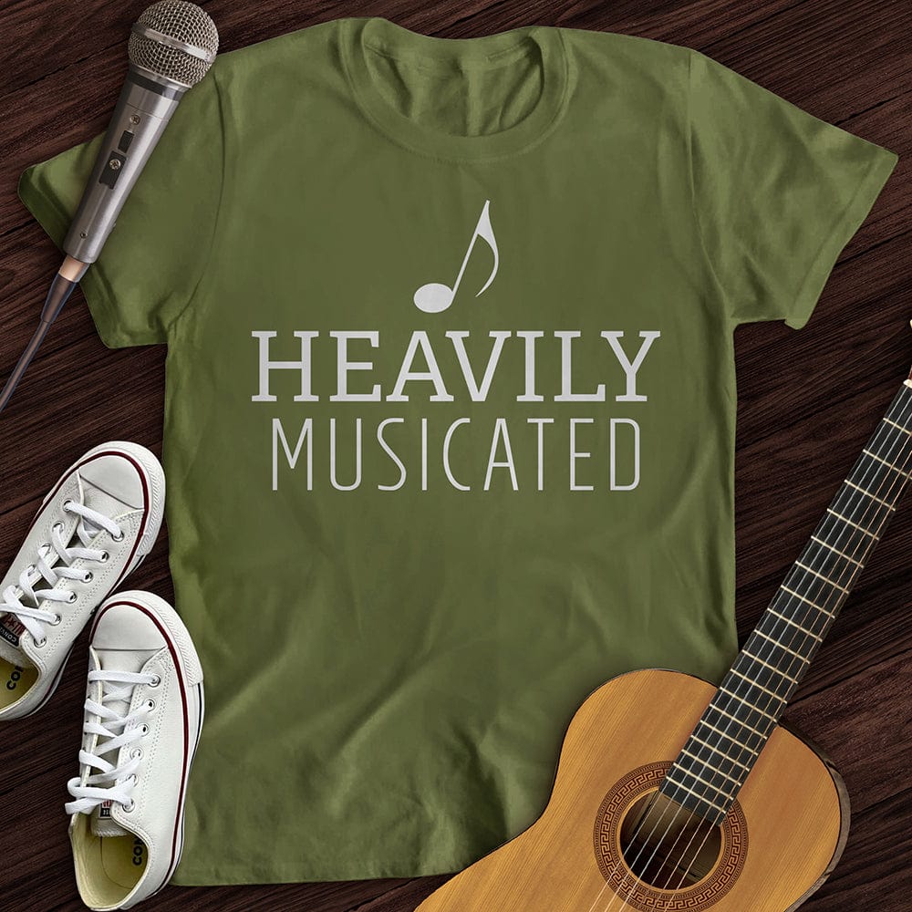 Printify T-Shirt Military Green / S Heavily Musicated T-Shirt