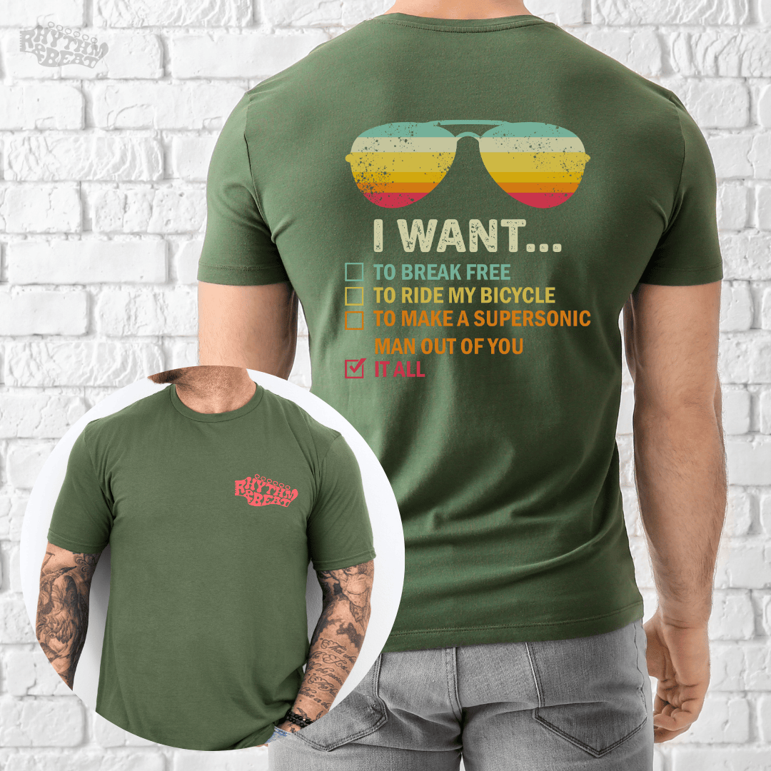 Printify T-Shirt Military Green / S I Want T-Shirt