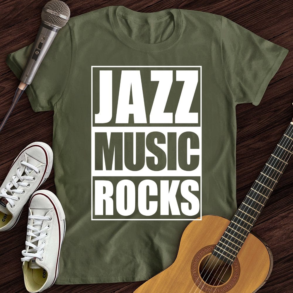 Printify T-Shirt Military Green / S Jazz Music Rocks T-Shirt