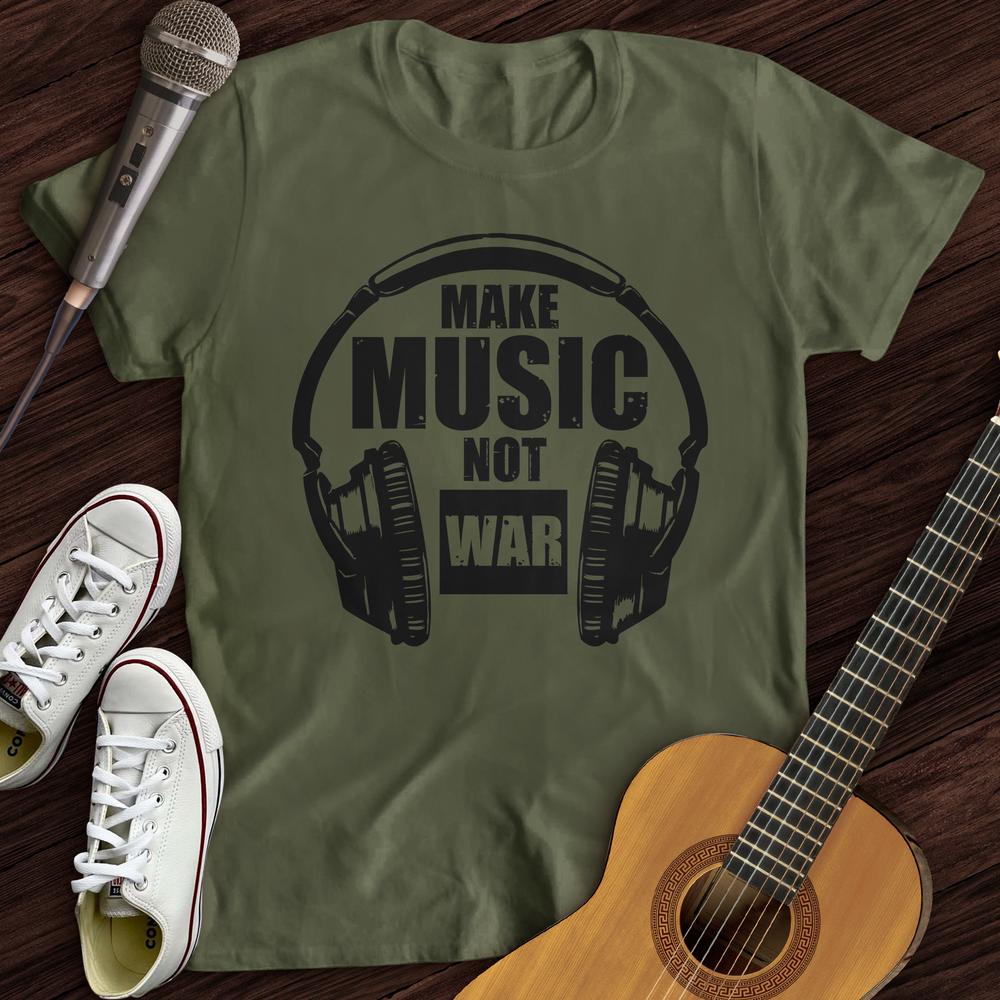 Printify T-Shirt Military Green / S Listen To Music T-Shirt