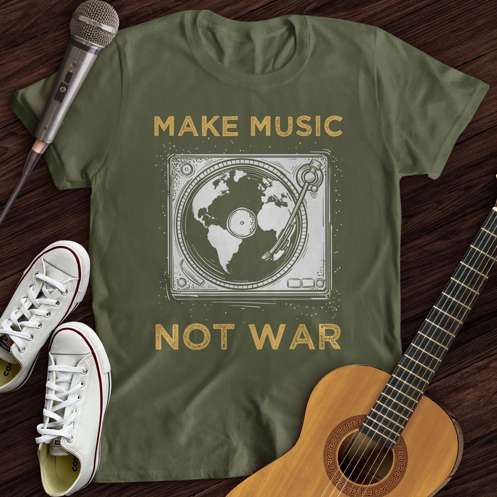 Printify T-Shirt Military Green / S Make Music World T-Shirt