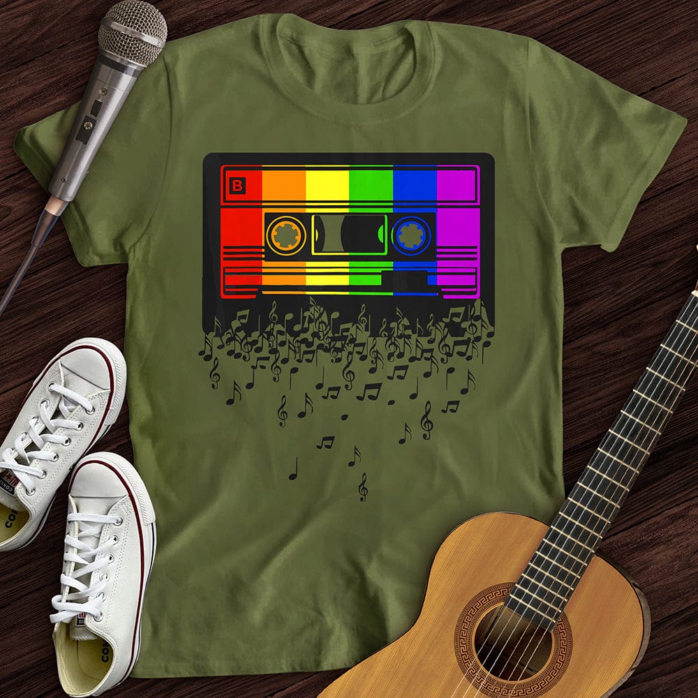 Printify T-Shirt Military Green / S Melting Cassette Tape T-Shirt
