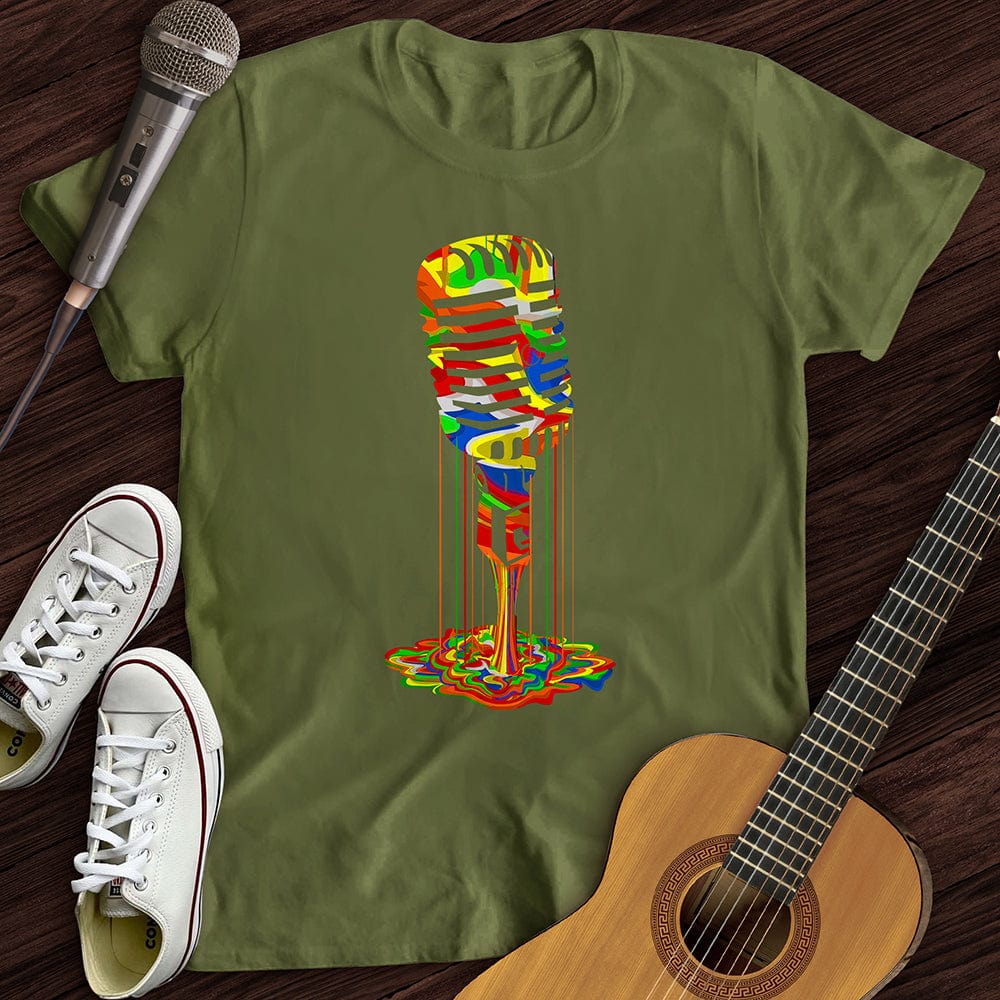 Printify T-Shirt Military Green / S Melting Microphone T-Shirt