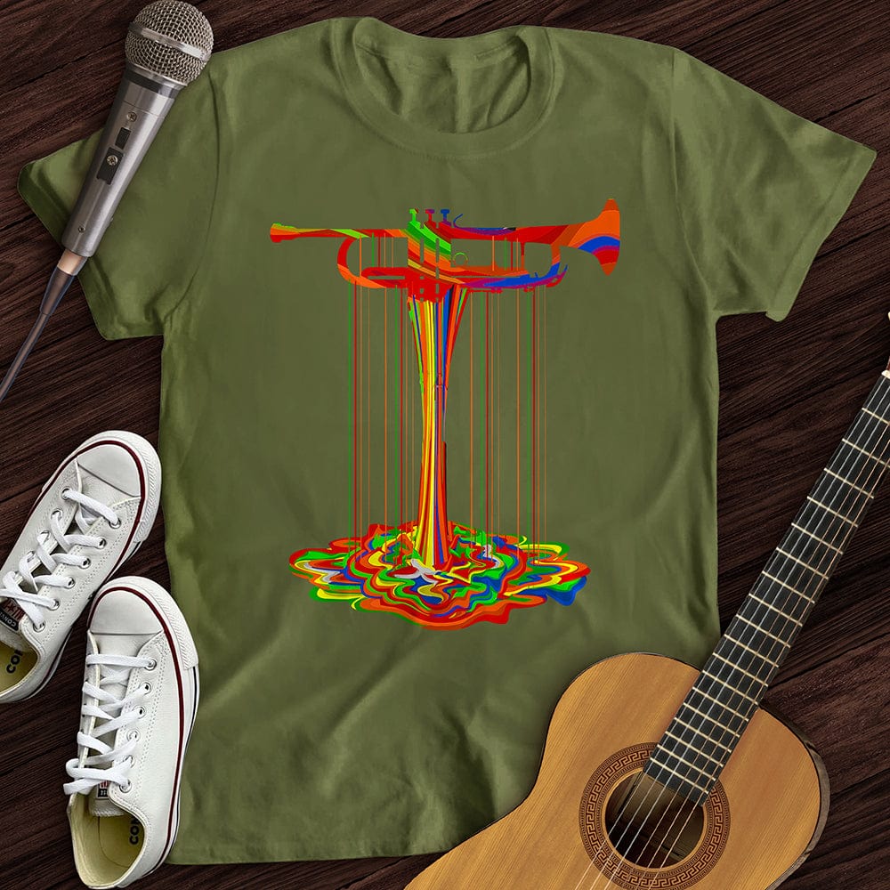Printify T-Shirt Military Green / S Melting Trumpet T-Shirt