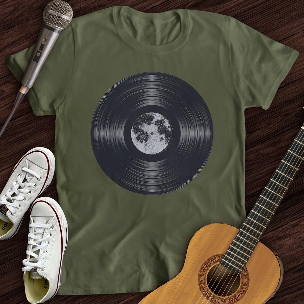 Printify T-Shirt Military Green / S Moon Vinyl T-Shirt