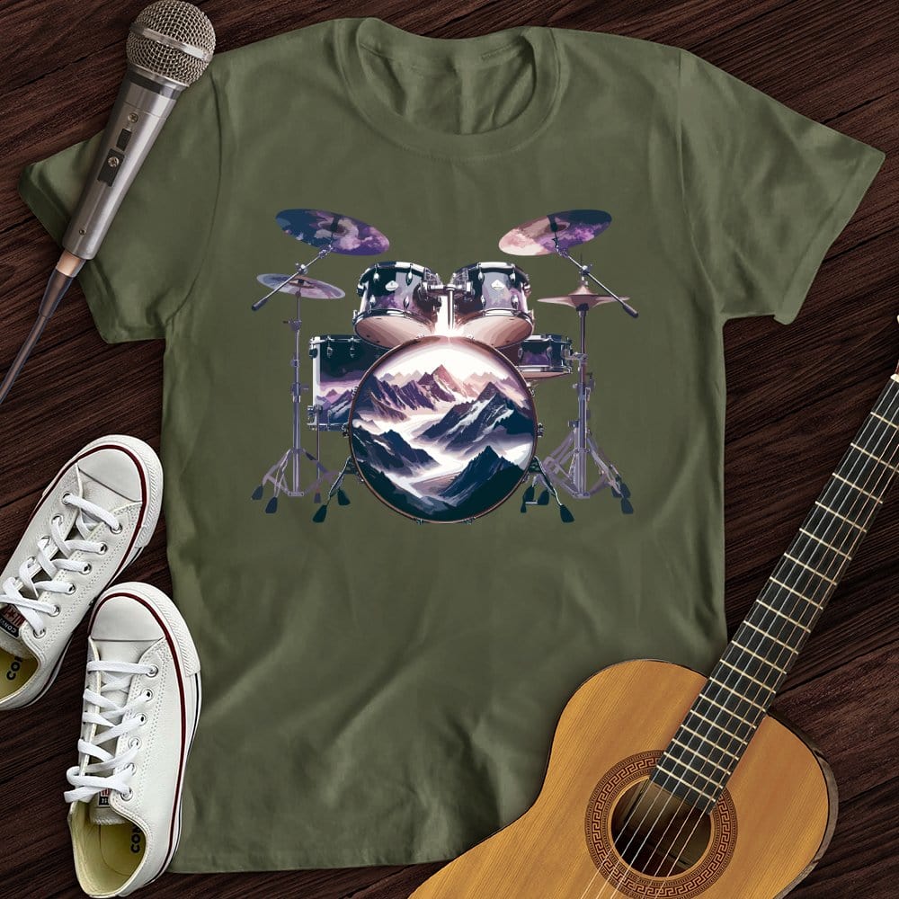 Printify T-Shirt Military Green / S Mountain Beat T-Shirt