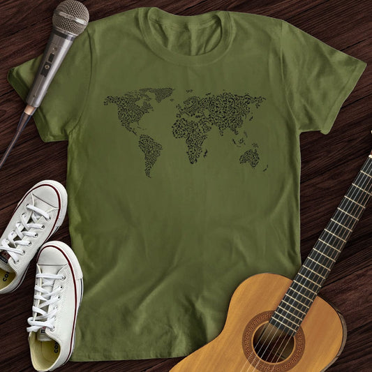 Printify T-Shirt Military Green / S Music Around The World T-Shirt