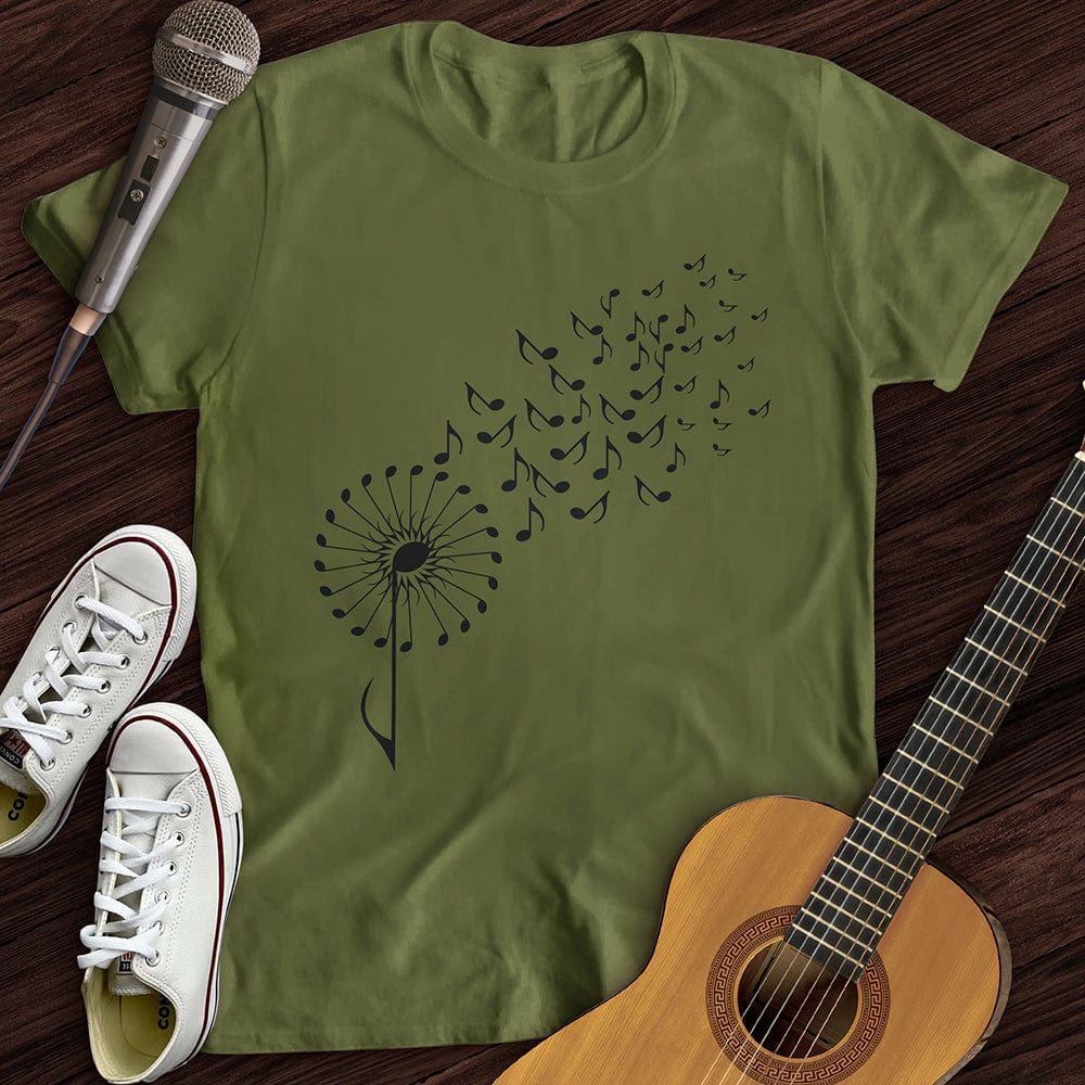 Printify T-Shirt Military Green / S Music Note Dandelion T-Shirt