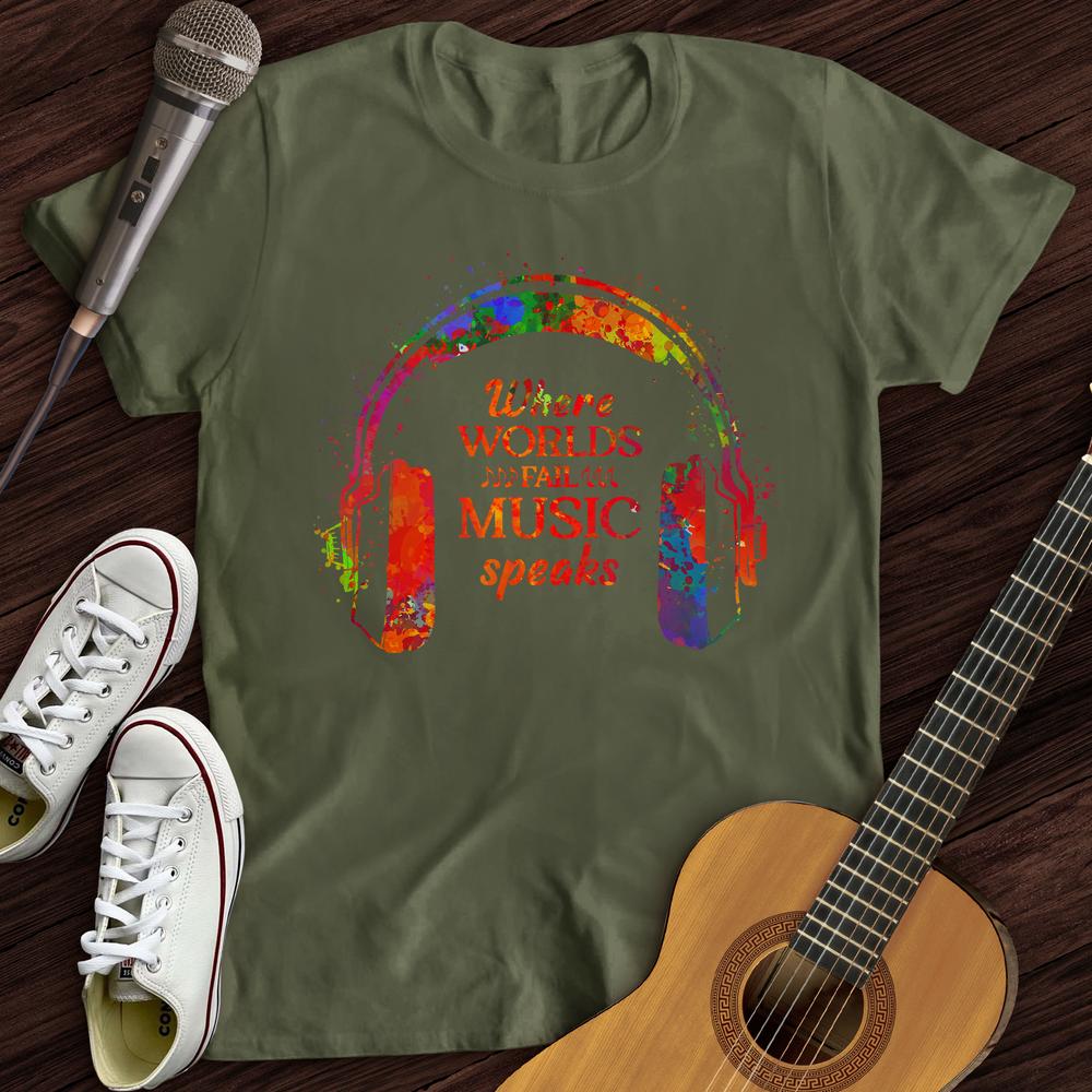 Printify T-Shirt Military Green / S Music Speaks T-Shirt