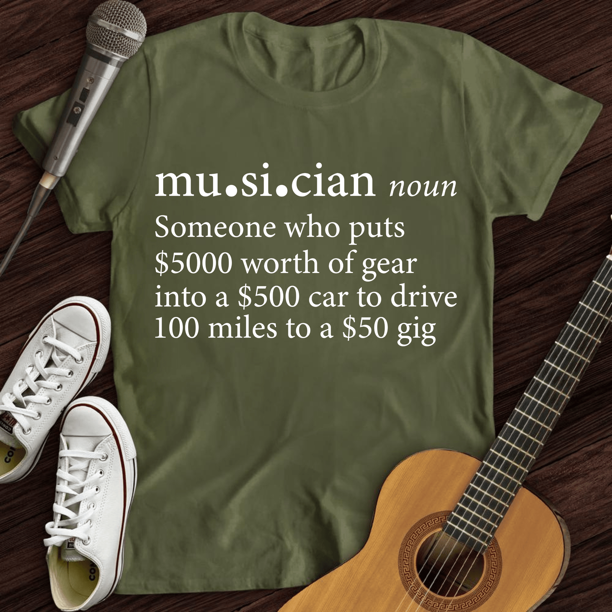 Printify T-Shirt Military Green / S Musician Definition T-Shirt