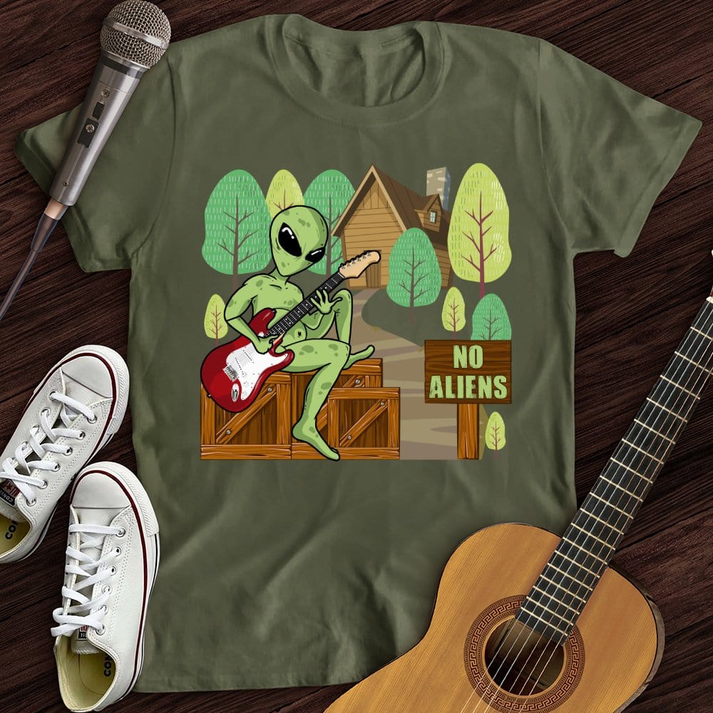 Printify T-Shirt Military Green / S No Aliens T-Shirt