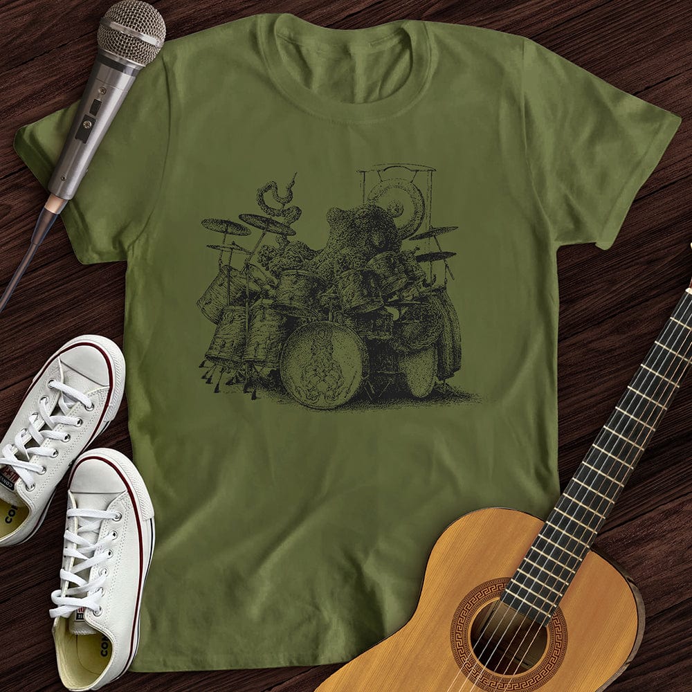 Printify T-Shirt Military Green / S Octo Drummer T-Shirt