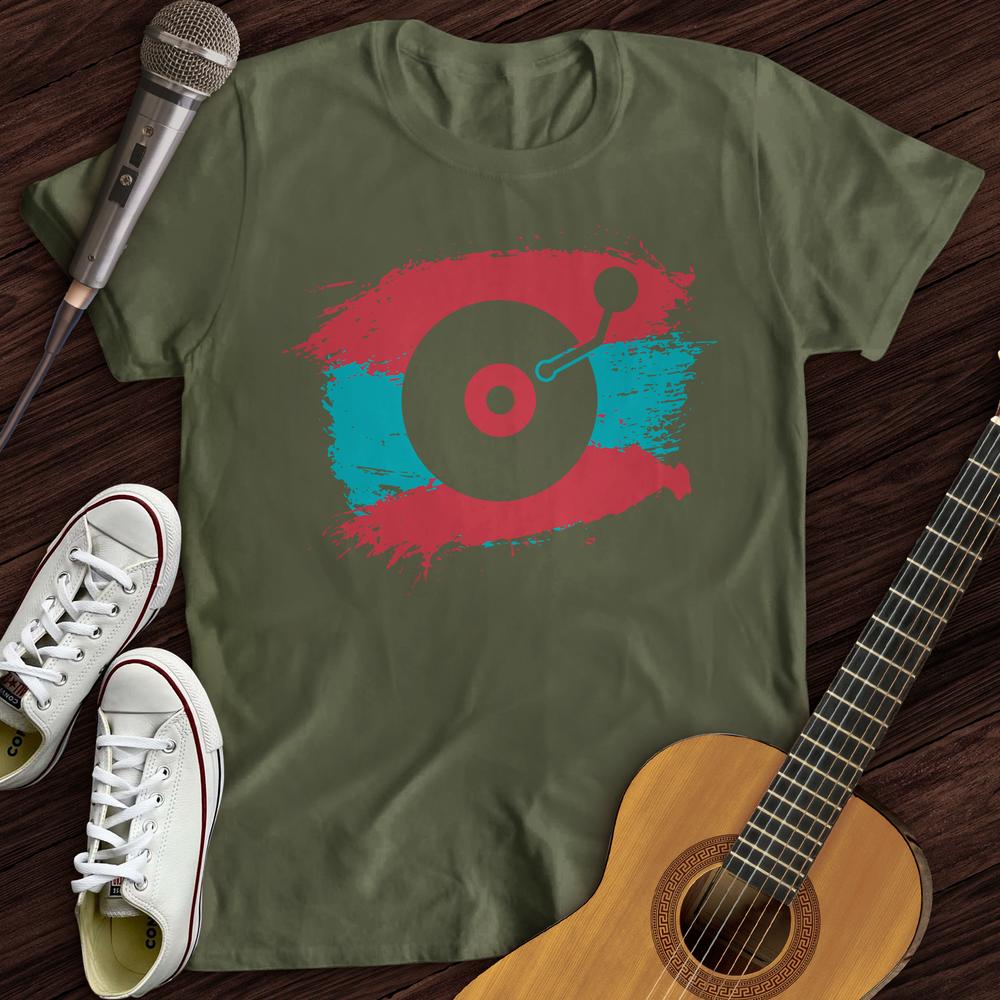 Printify T-Shirt Military Green / S Painted Record T-Shirt
