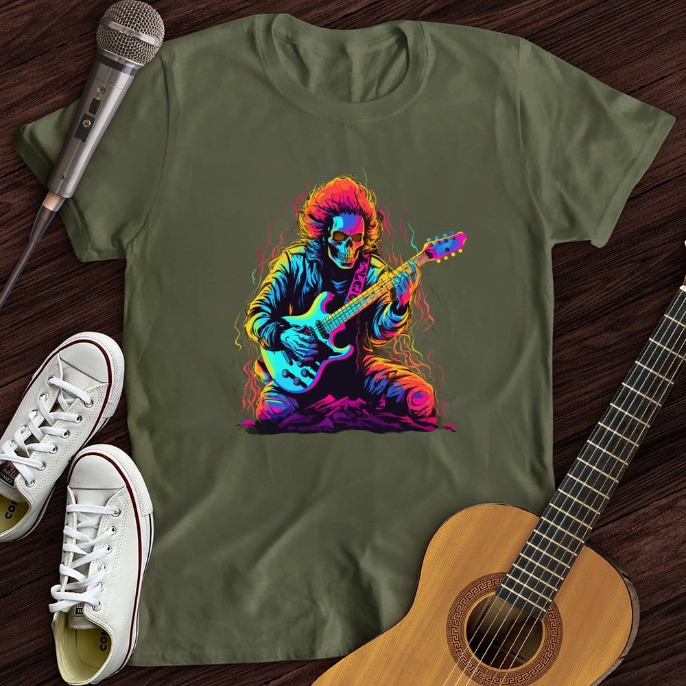 Printify T-Shirt Military Green / S Pastel Skeleton Guitar T-Shirt