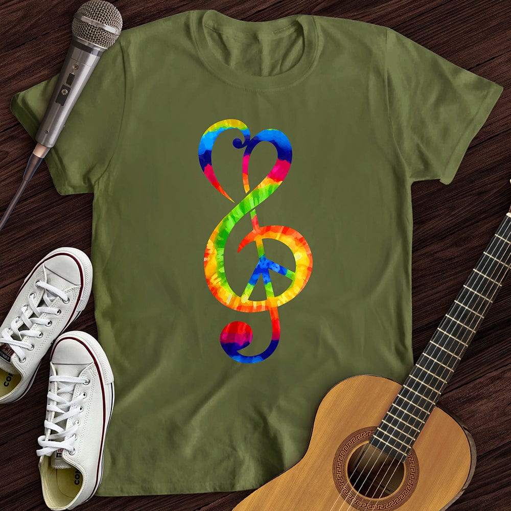 Printify T-Shirt Military Green / S Peace Music Note T-Shirt