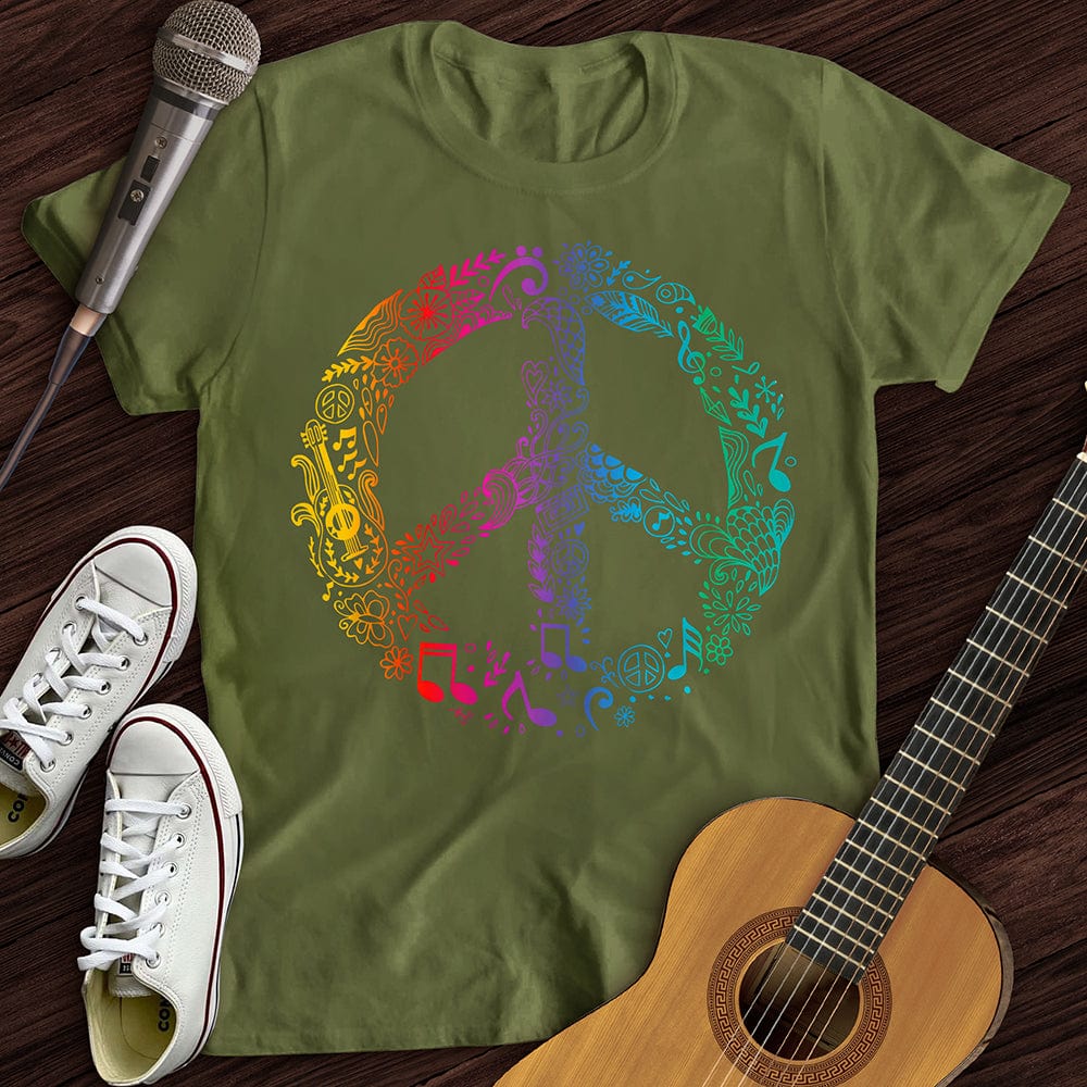 Printify T-Shirt Military Green / S Peace Sign T-Shirt