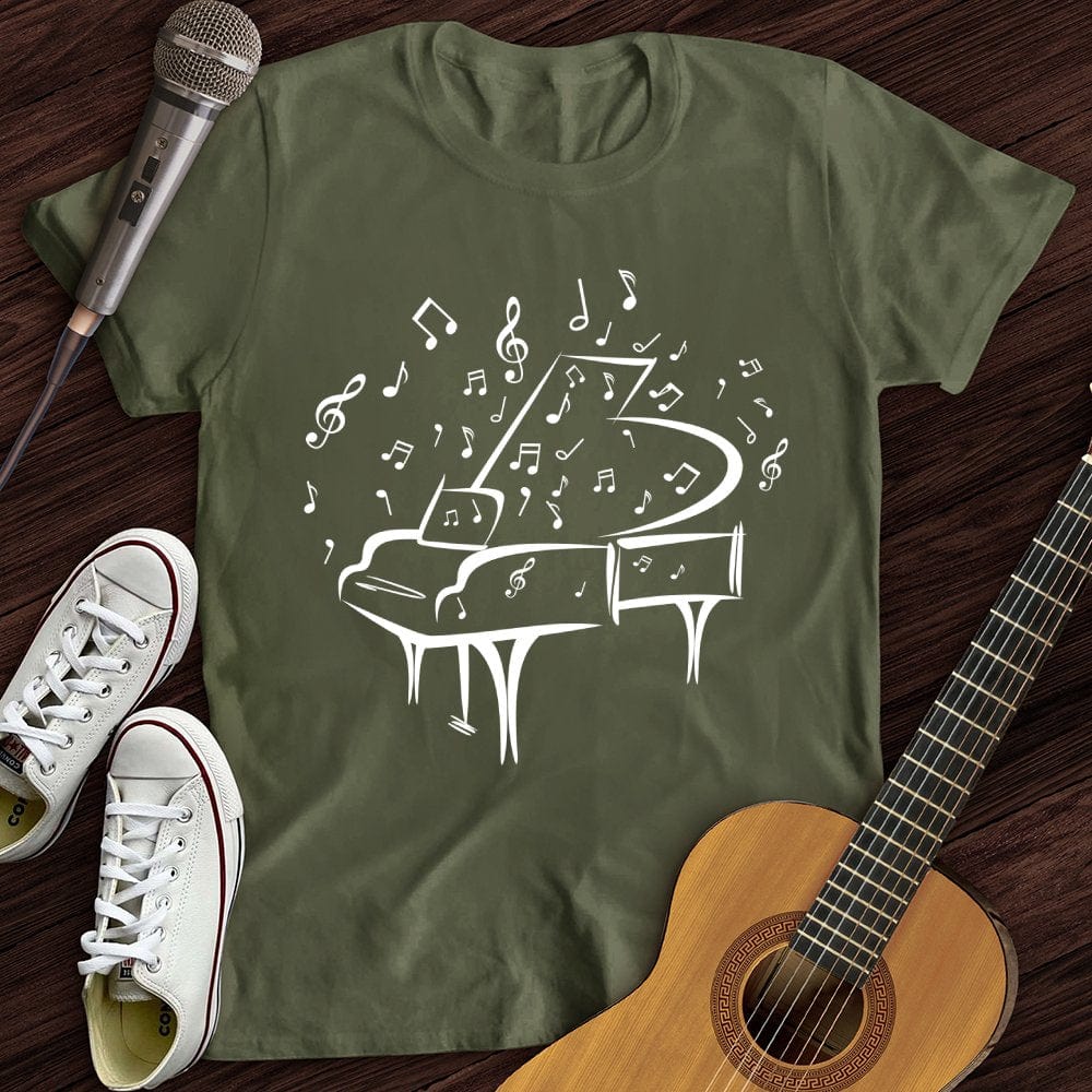 Printify T-Shirt Military Green / S Piano Made Of Notes T-Shirt