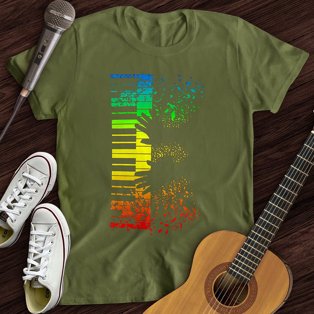 Printify T-Shirt Military Green / S Piano Man T-Shirt