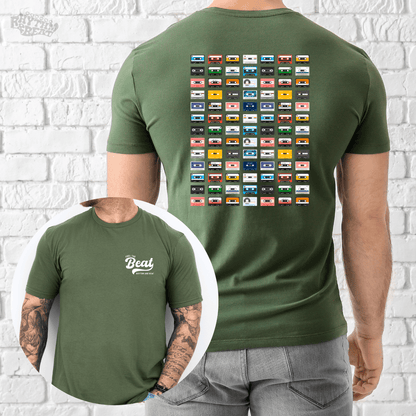Printify T-Shirt Military Green / S Retro Rainbow Cassette T-Shirt