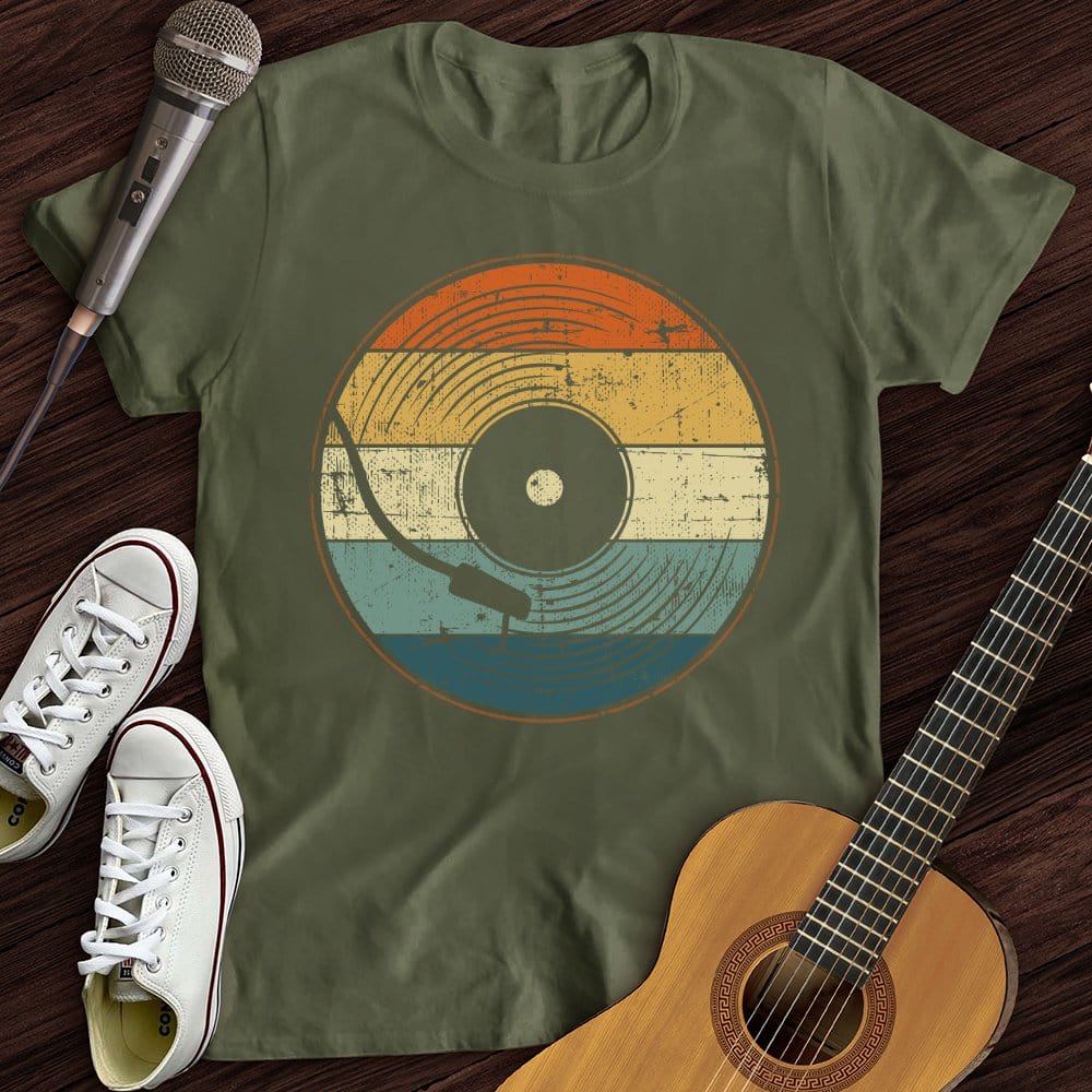 Printify T-Shirt Military Green / S Retro Record T-Shirt