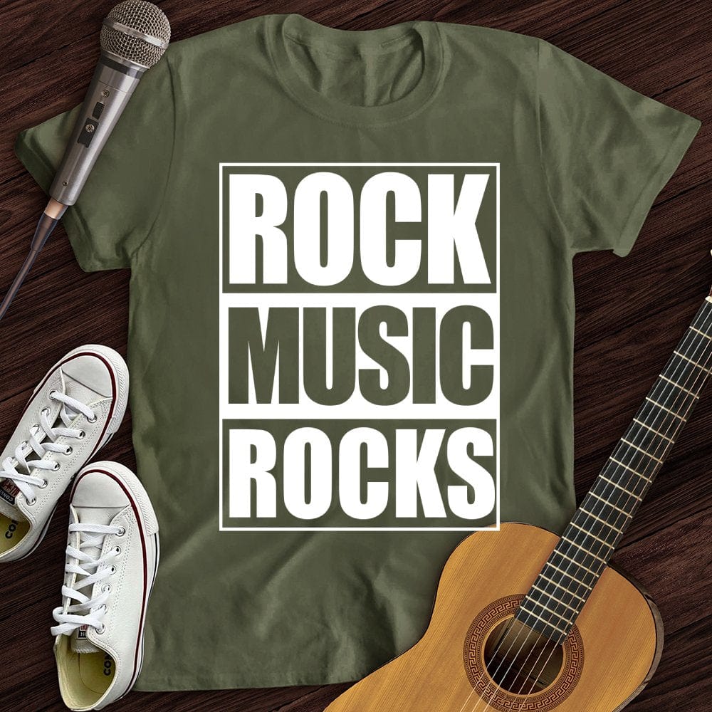 Printify T-Shirt Military Green / S Rock Music Rocks T-Shirt
