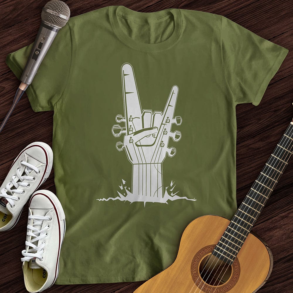 Printify T-Shirt Military Green / S Rock on Guitar T-Shirt