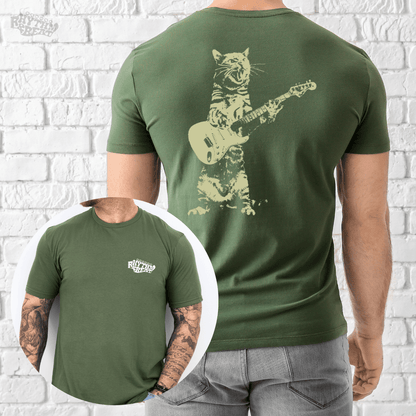 Printify T-Shirt Military Green / S Rockstar Cat T-Shirt