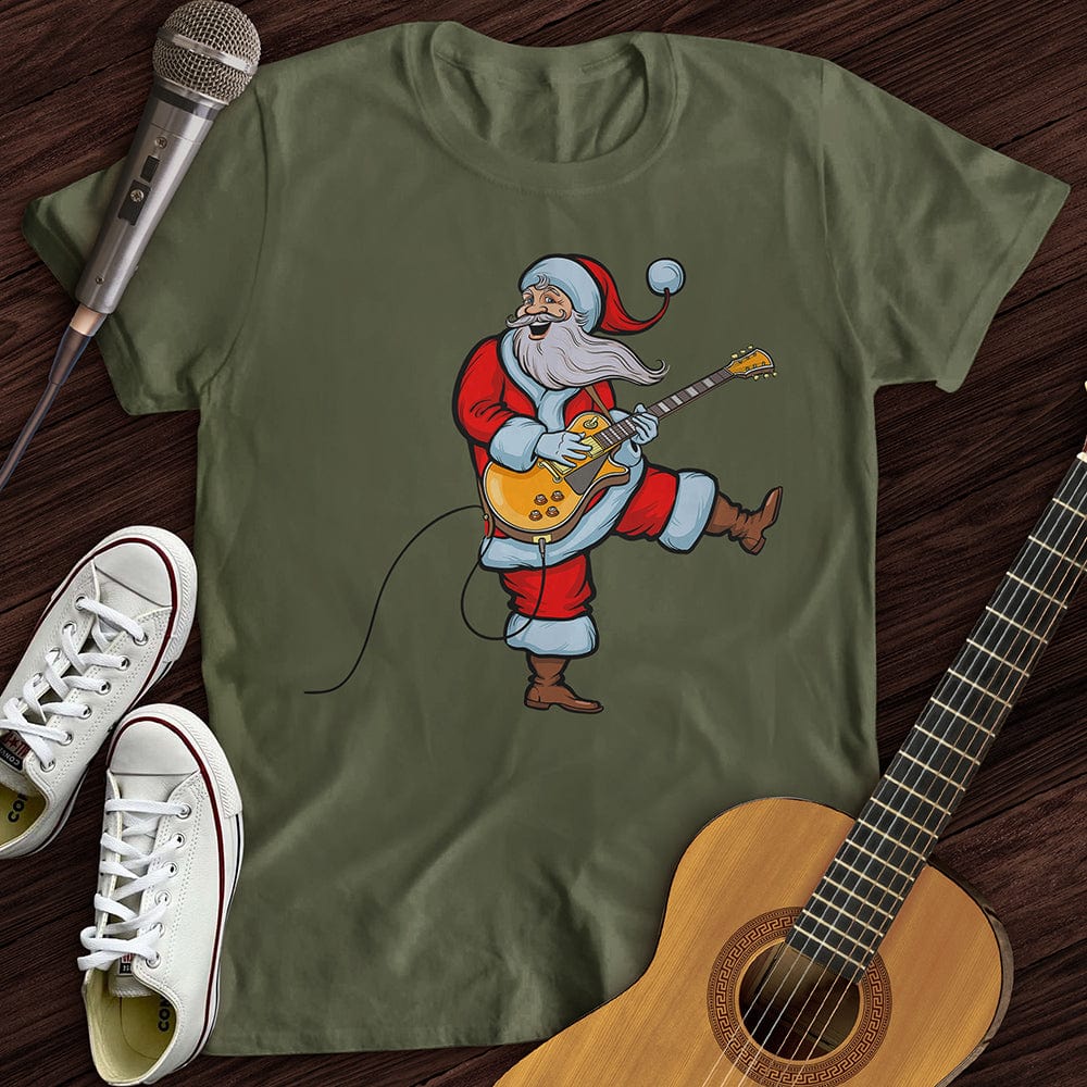 Printify T-Shirt Military Green / S Rockstar Santa T-Shirt
