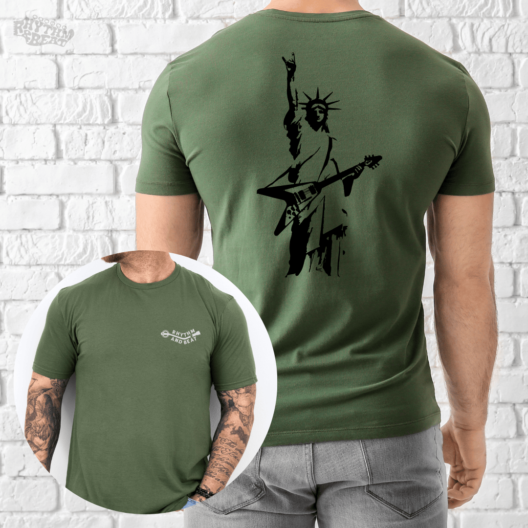 Printify T-Shirt Military Green / S Rockstar Statue T-Shirt