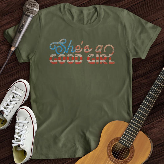 Printify T-Shirt Military Green / S She's A Good Girl T-Shirt