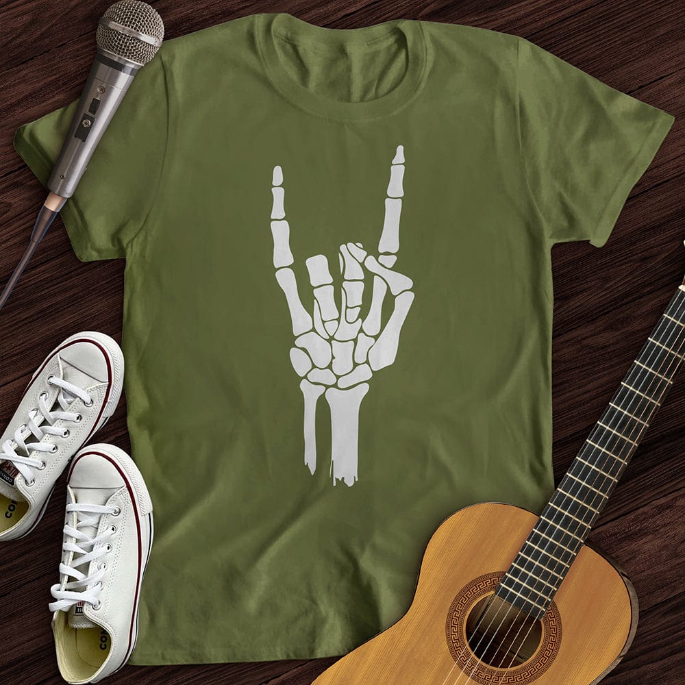 Printify T-Shirt Military Green / S Skeleton Hand T-Shirt