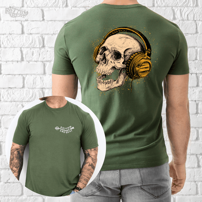 Printify T-Shirt Military Green / S Skull Rock Music T-Shirt