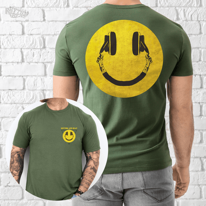 Printify T-Shirt Military Green / S Smile Headphones T-Shirt