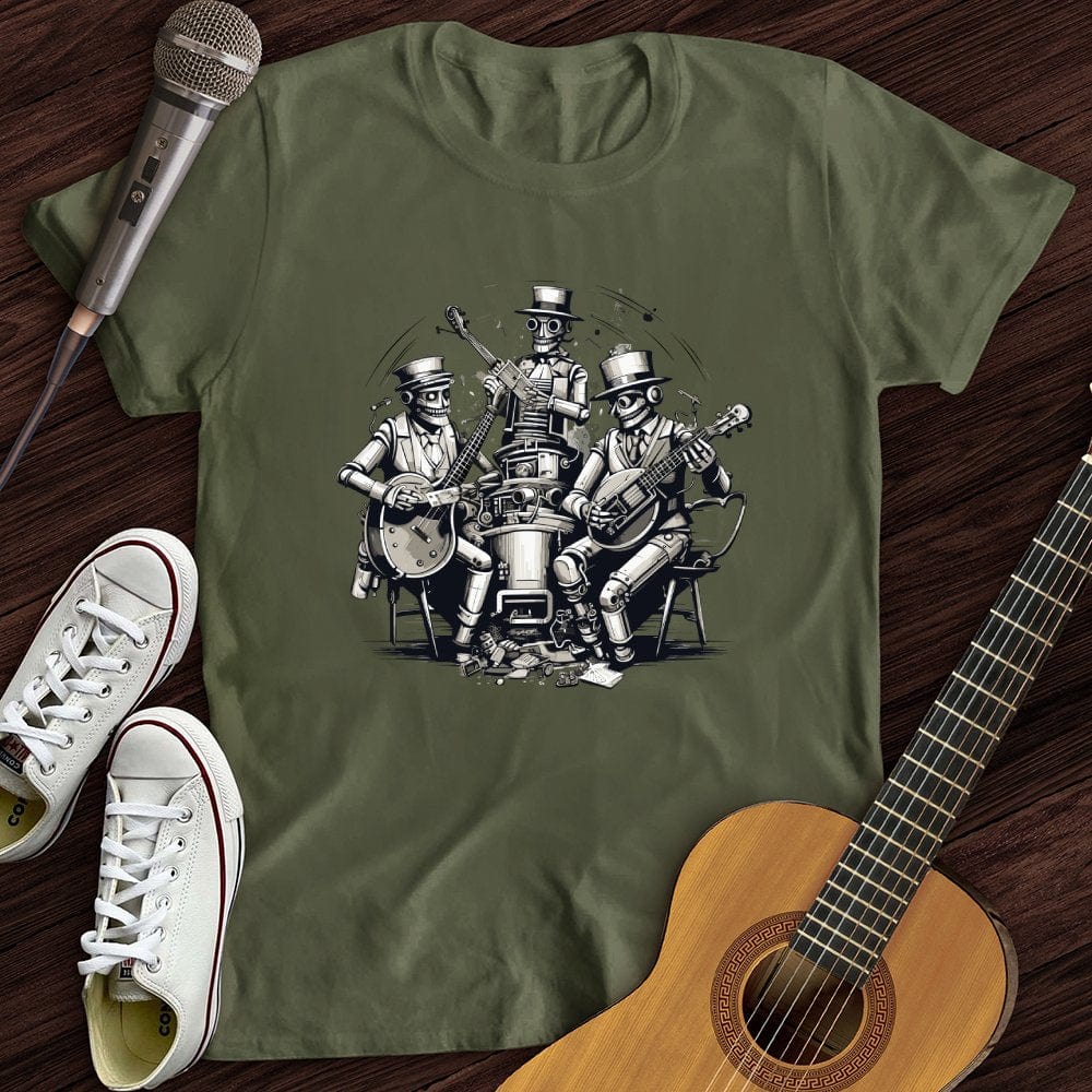 Printify T-Shirt Military Green / S Steampunk Skeleton Band T-Shirt