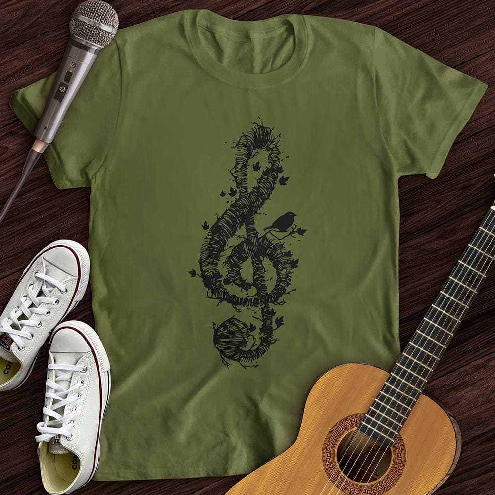 Printify T-Shirt Military Green / S Treble Clef Bird T-Shirt