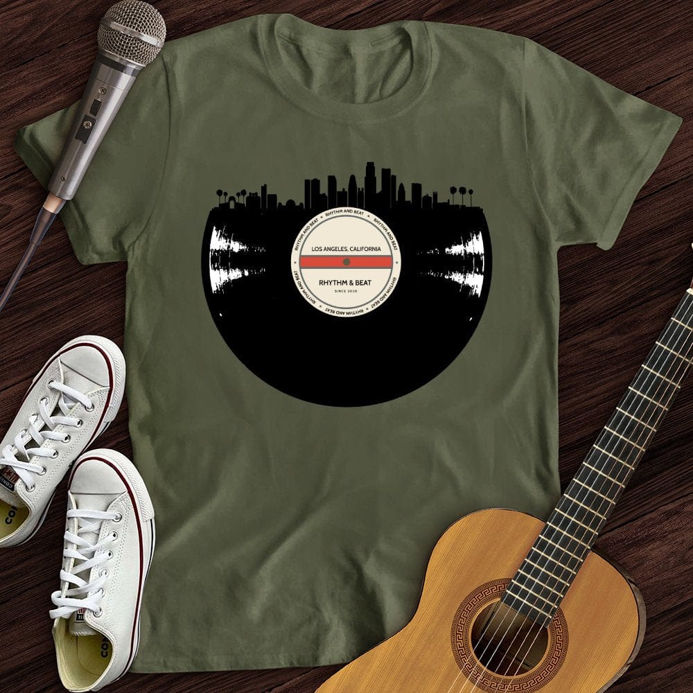 Printify T-Shirt Military Green / S Vinyl Skyline Los Angeles T-Shirt
