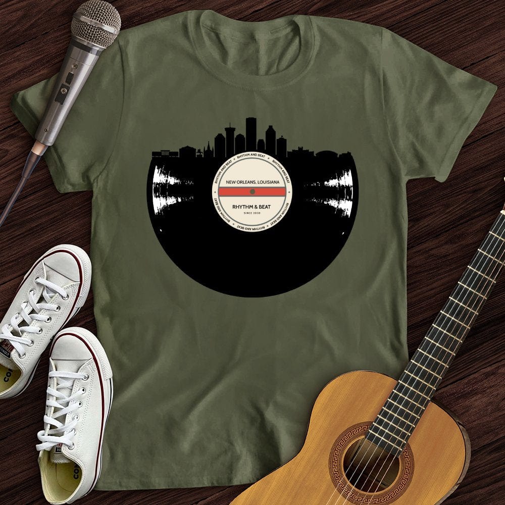 Printify T-Shirt Military Green / S Vinyl Skyline New Orleans T-Shirt