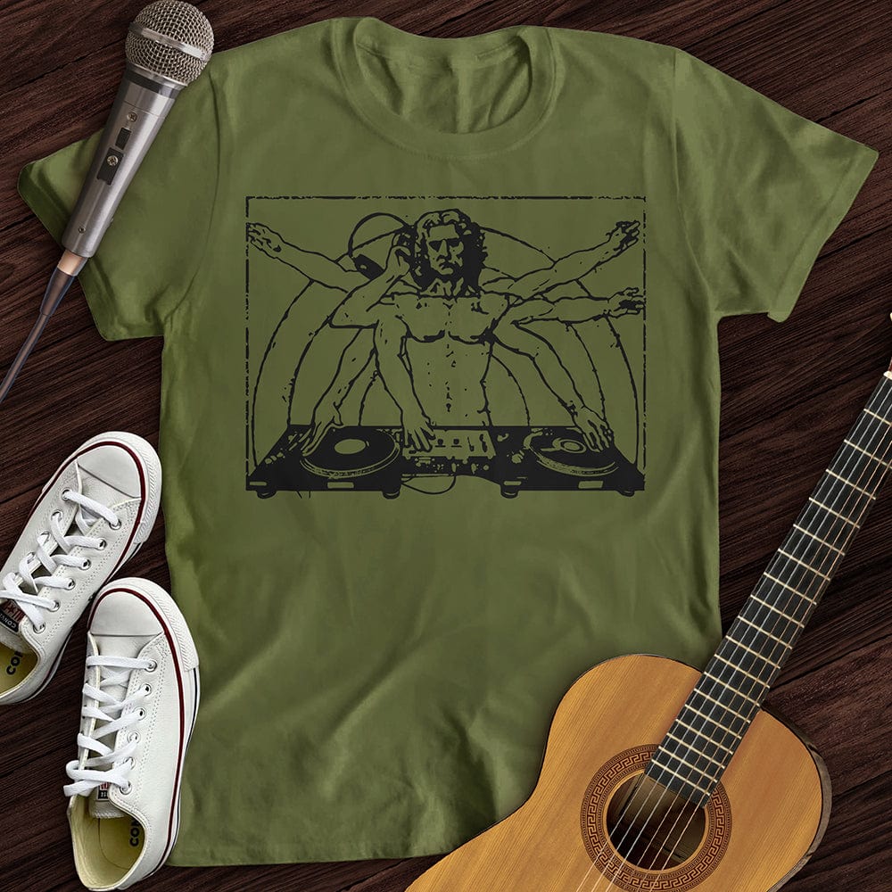 Printify T-Shirt Military Green / S Vitruvian DJ T-Shirt