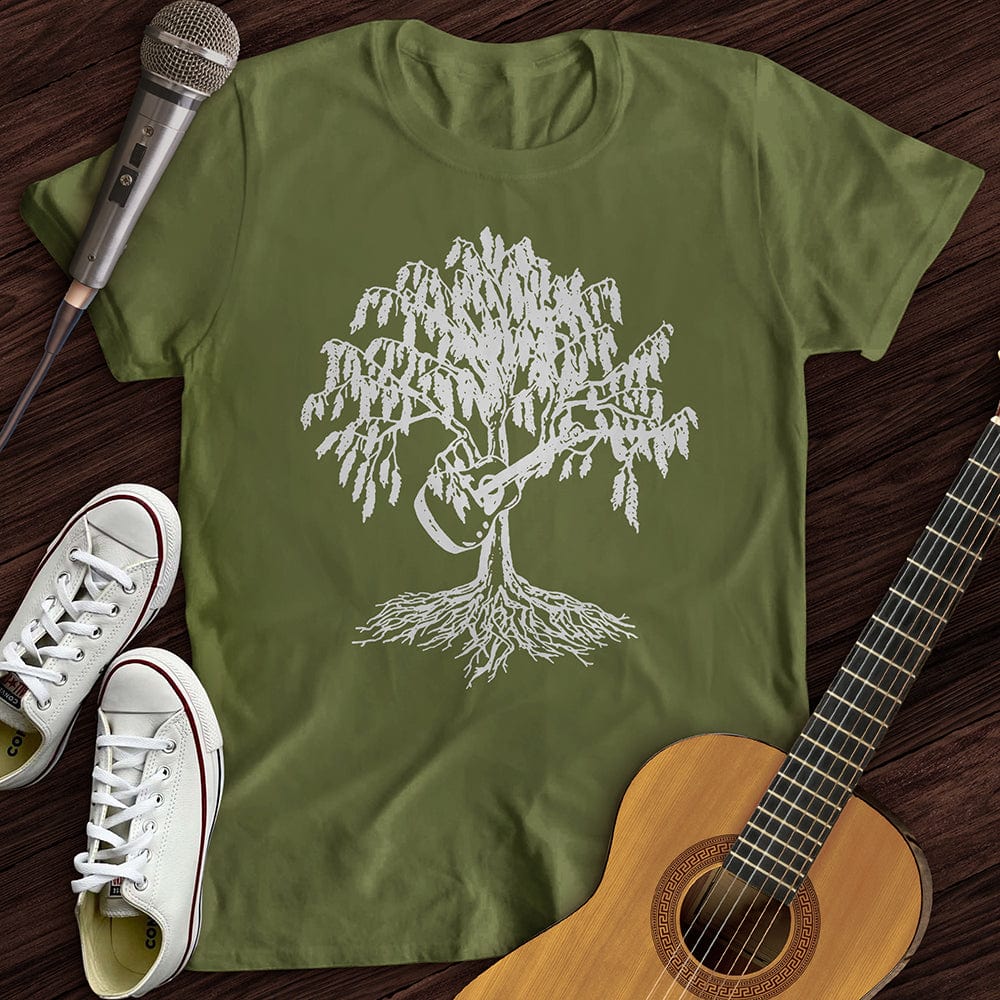 Printify T-Shirt Military Green / S Weeping Willow Guitar T-Shirt