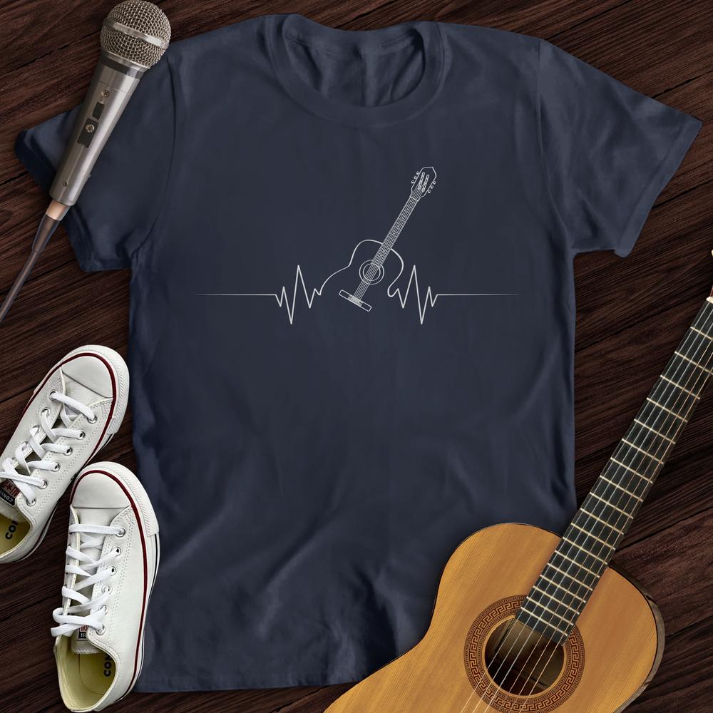 Printify T-Shirt Navy / S Acoustic Guitar Heart Beat T-Shirt