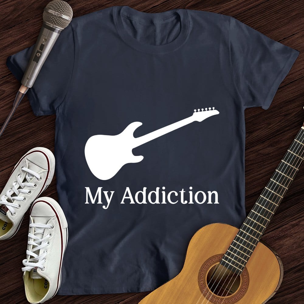 Printify T-Shirt Navy / S Addicted to Guitar T-Shirt