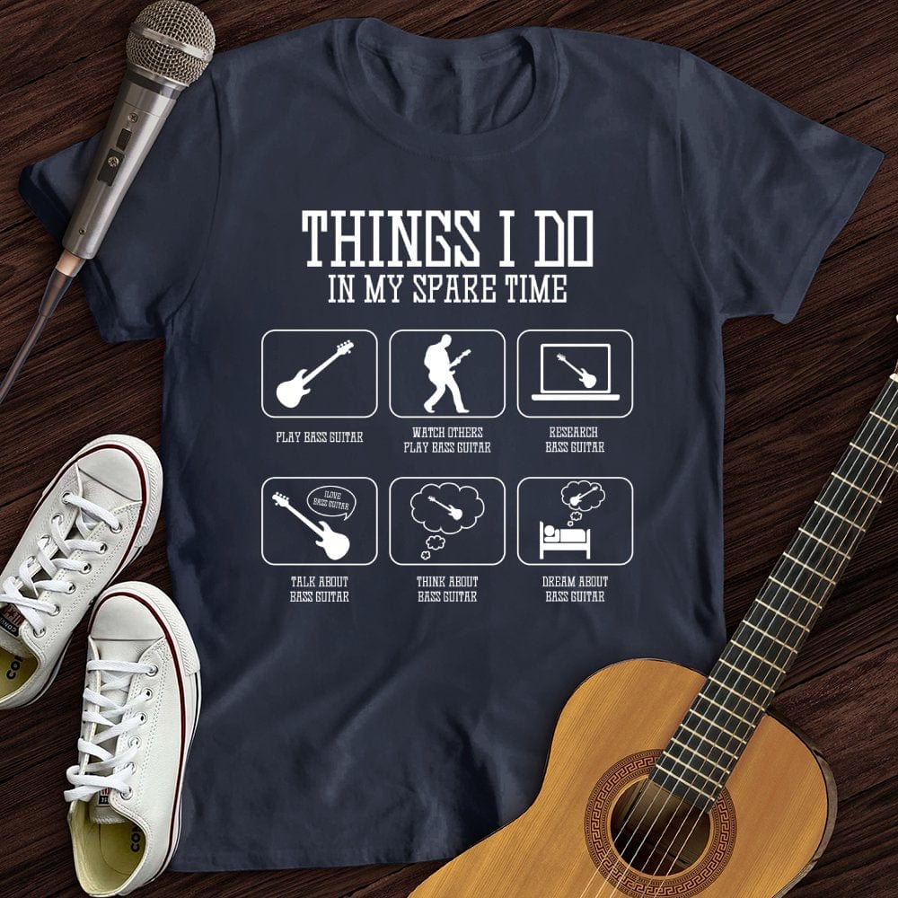 Printify T-Shirt Navy / S All I Do is Bass Guitar T-Shirt