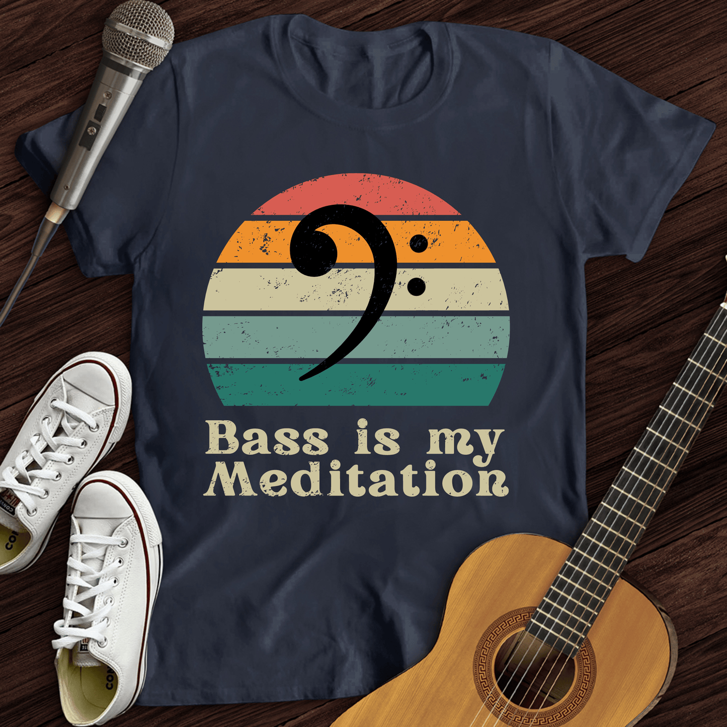 Printify T-Shirt Navy / S Bass Is My Meditation T-Shirt