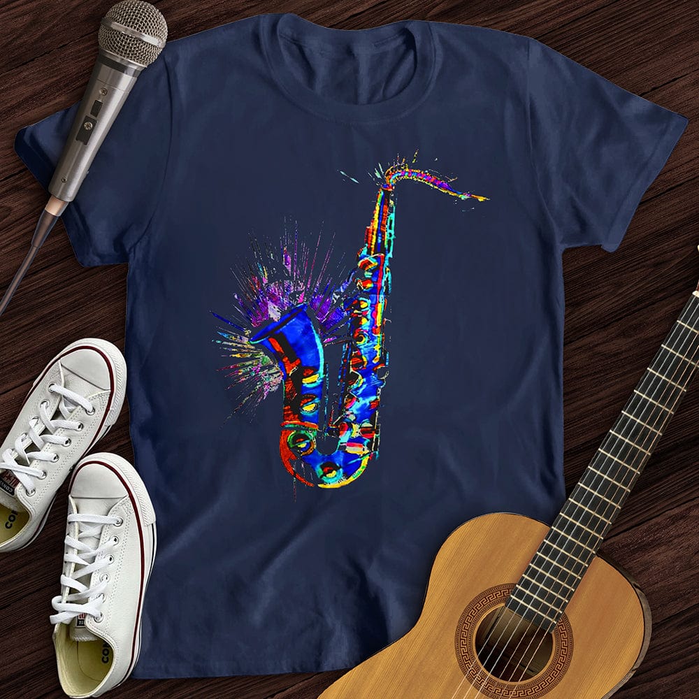 Printify T-Shirt Navy / S Blue Jazz Sax T-Shirt