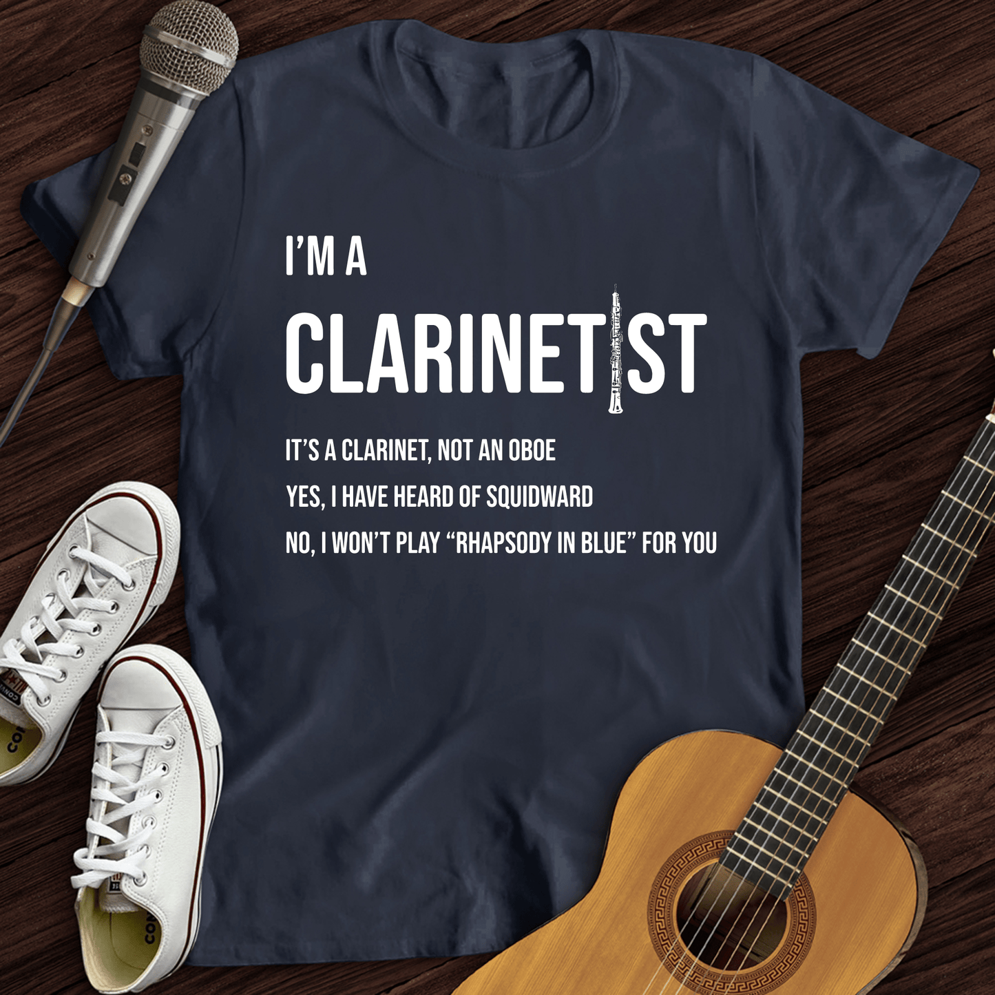 Printify T-Shirt Navy / S Clarinetist T-Shirt